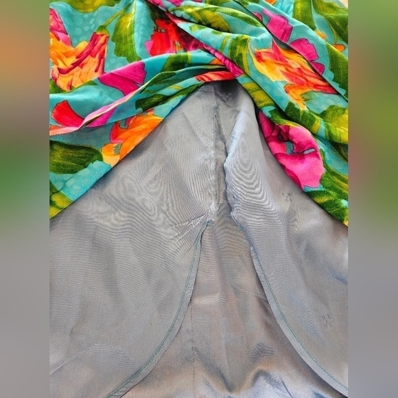 A.J.Bari 100% Silk *SAMPLE* One of A Kind Tropical Floral Strapless Dress-Size 8 - Picture 9 of 10